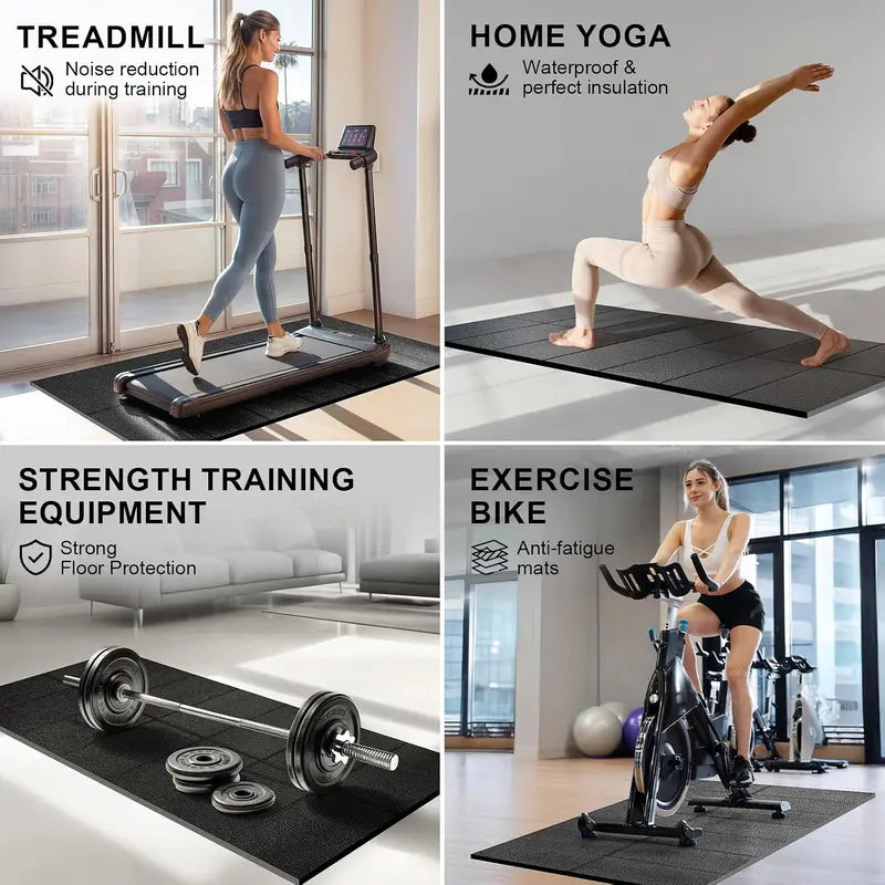 Foldable Fitness Equipment Mat - 0.25" Thick, 68"X24" Anti-Slip Waterproof Floor Protector for Treadmill, Treadmill Mat, Shock Absorption, Home Gym Mat，Walking Pad, Ebike, Home Hardwood, Carpet,Whole Body Vibration Machine Mat