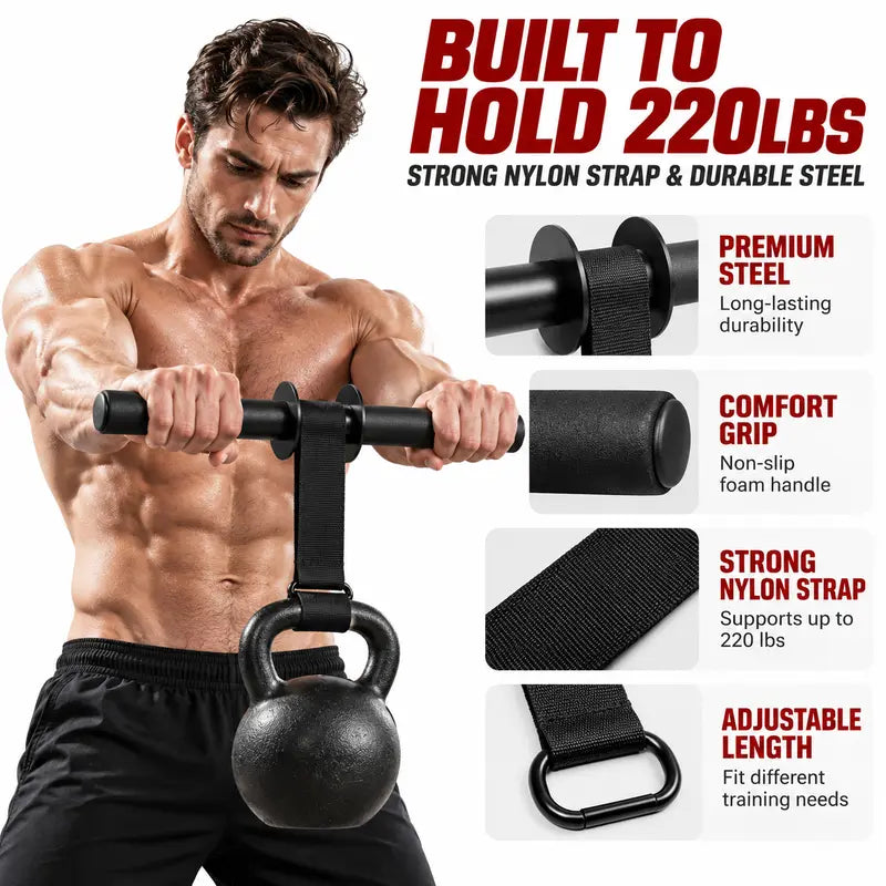 1 Set Forearm Strength Trainer, Grip Strength Workout Roller with Heavy-Duty Strap & Foam Grip, Portable Home Gym Workout Equipment for Fitness Training Exercise Equipment