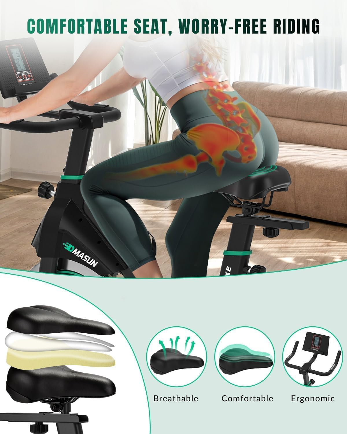 [2026 Model]  Exercise Bike, Professional Spin Bike with Super Quiet Magnetic Resistance, Indoor Cycling Bike with Shock Absorption, Comfortable Seat for Home Gym 350Lbs Capacity (Bule with APP)