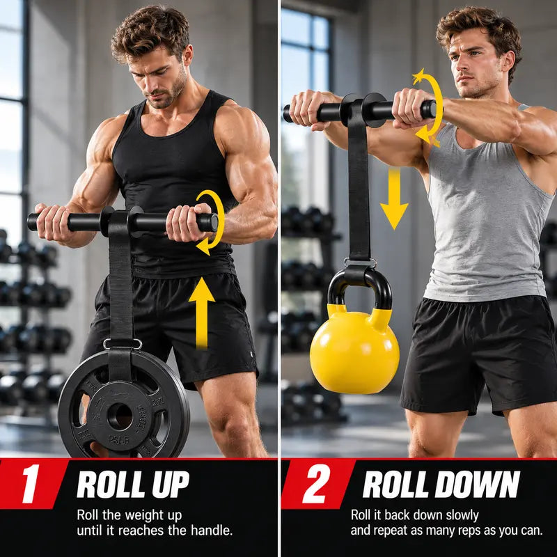 1 Set Forearm Strength Trainer, Grip Strength Workout Roller with Heavy-Duty Strap & Foam Grip, Portable Home Gym Workout Equipment for Fitness Training Exercise Equipment
