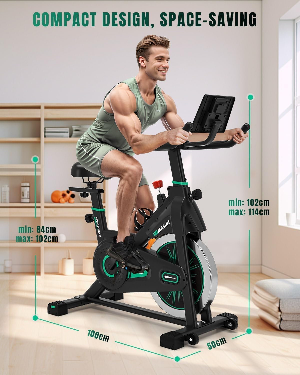 [2026 Model]  Exercise Bike, Professional Spin Bike with Super Quiet Magnetic Resistance, Indoor Cycling Bike with Shock Absorption, Comfortable Seat for Home Gym 350Lbs Capacity (Bule with APP)