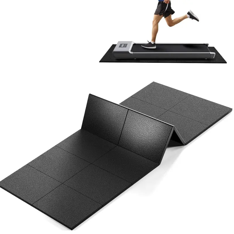 Foldable Fitness Equipment Mat - 0.25" Thick, 68"X24" Anti-Slip Waterproof Floor Protector for Treadmill, Treadmill Mat, Shock Absorption, Home Gym Mat，Walking Pad, Ebike, Home Hardwood, Carpet,Whole Body Vibration Machine Mat