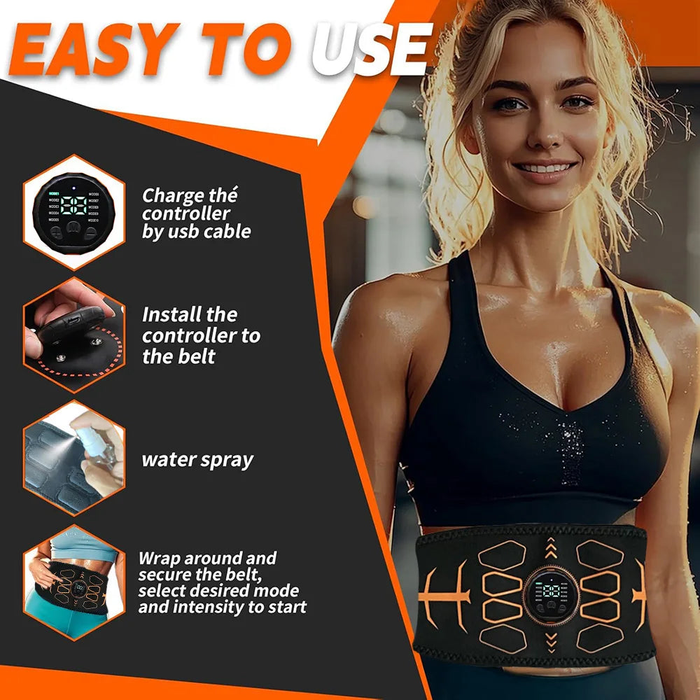 Electronic Abs Stimulator Smart Muscle Toner EMS Abdominal Toning Belt Body Massage Fitness Strength Training Workout Equipment