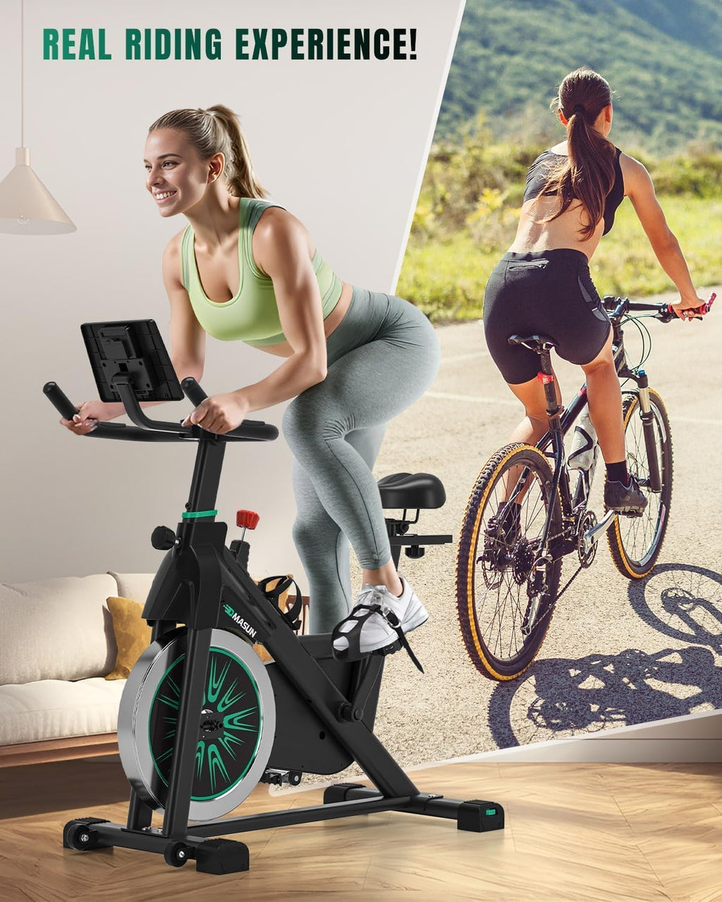 [2026 Model]  Exercise Bike, Professional Spin Bike with Super Quiet Magnetic Resistance, Indoor Cycling Bike with Shock Absorption, Comfortable Seat for Home Gym 350Lbs Capacity (Bule with APP)