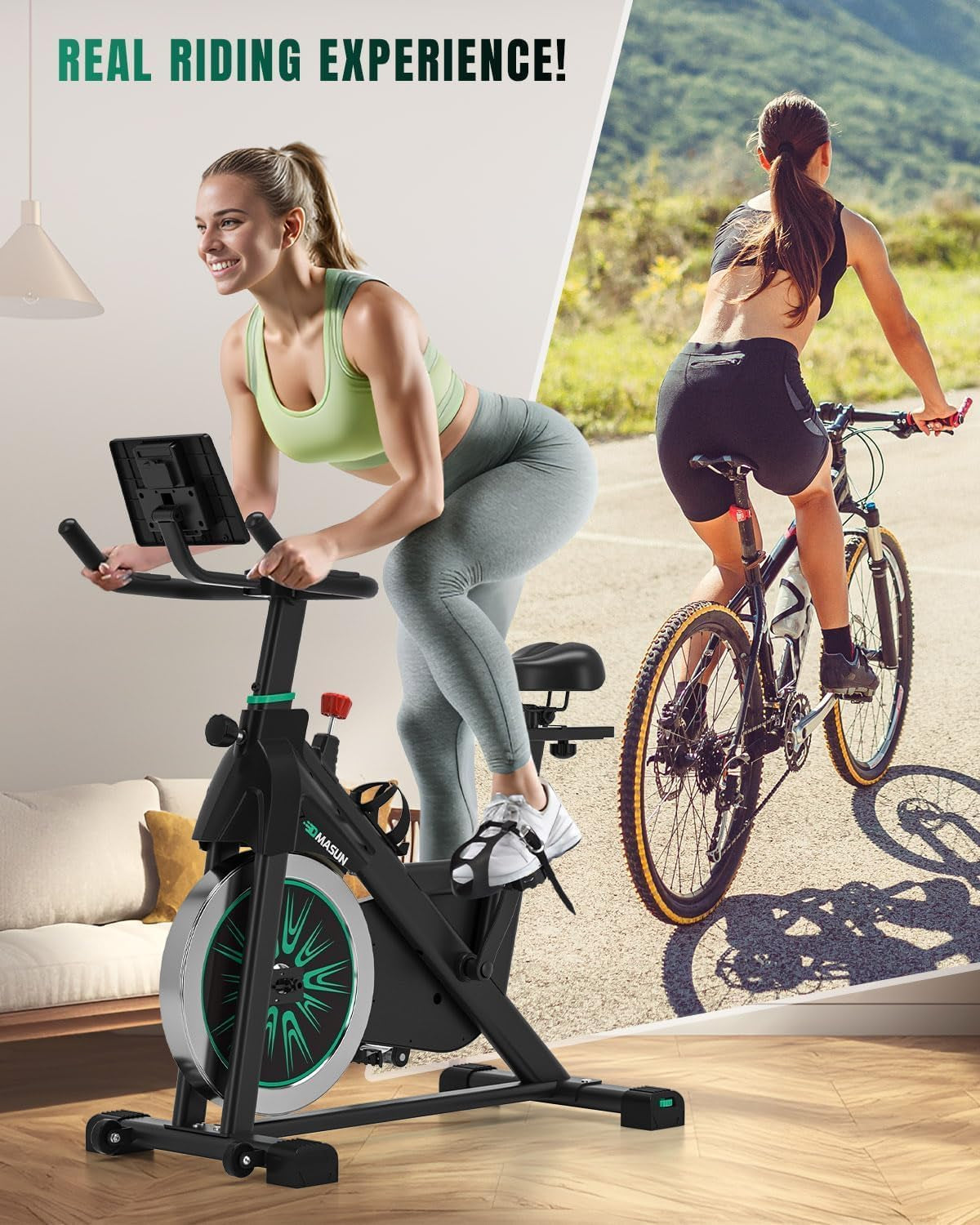 [2026 Model]  Exercise Bike, Professional Spin Bike with Super Quiet Magnetic Resistance, Indoor Cycling Bike with Shock Absorption, Comfortable Seat for Home Gym 350Lbs Capacity (Bule with APP)