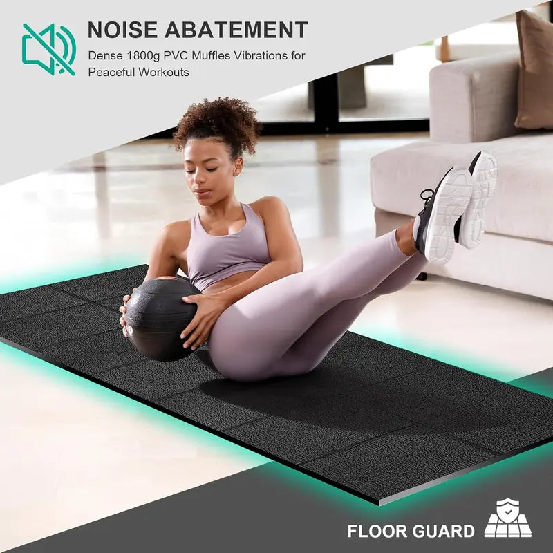 Foldable Fitness Equipment Mat - 0.25" Thick, 68"X24" Anti-Slip Waterproof Floor Protector for Treadmill, Treadmill Mat, Shock Absorption, Home Gym Mat，Walking Pad, Ebike, Home Hardwood, Carpet,Whole Body Vibration Machine Mat