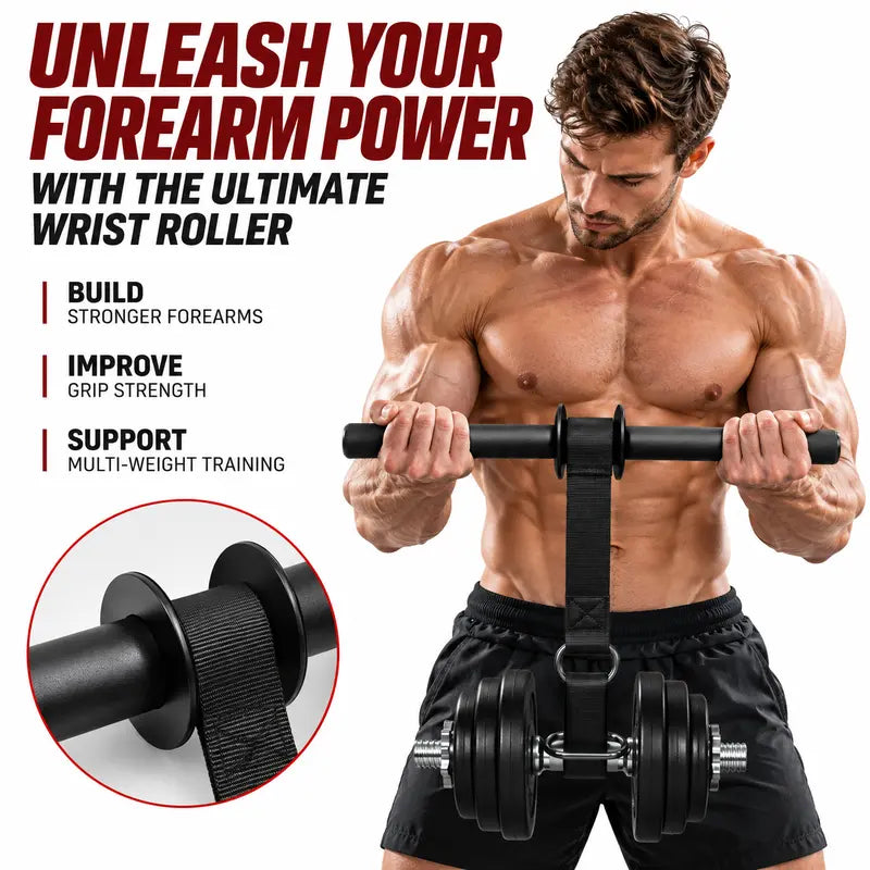 1 Set Forearm Strength Trainer, Grip Strength Workout Roller with Heavy-Duty Strap & Foam Grip, Portable Home Gym Workout Equipment for Fitness Training Exercise Equipment