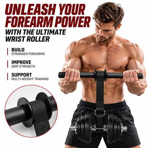 1 Set Forearm Strength Trainer, Grip Strength Workout Roller with Heavy-Duty Strap & Foam Grip, Portable Home Gym Workout Equipment for Fitness Training Exercise Equipment