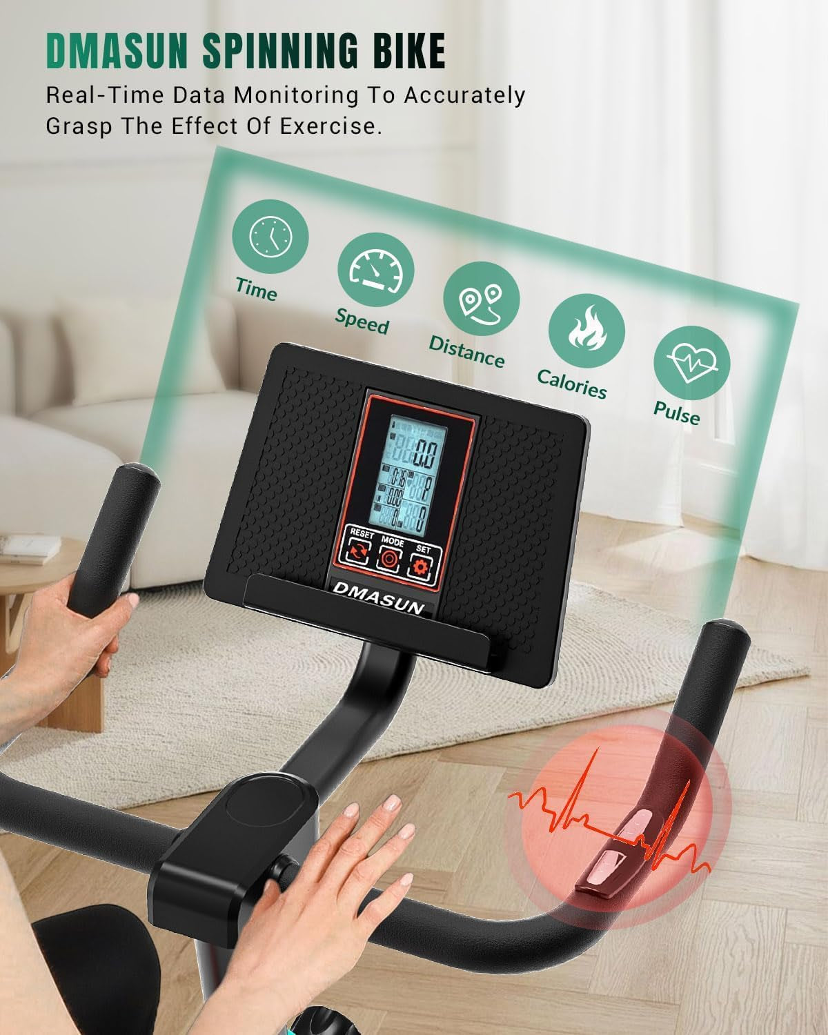 [2026 Model]  Exercise Bike, Professional Spin Bike with Super Quiet Magnetic Resistance, Indoor Cycling Bike with Shock Absorption, Comfortable Seat for Home Gym 350Lbs Capacity (Bule with APP)